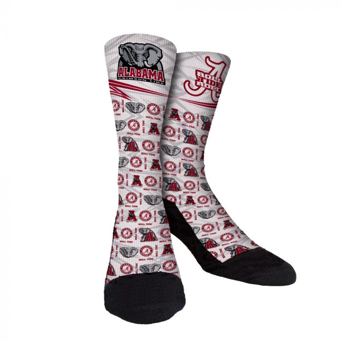Bama Roll Tide White Custom Socks